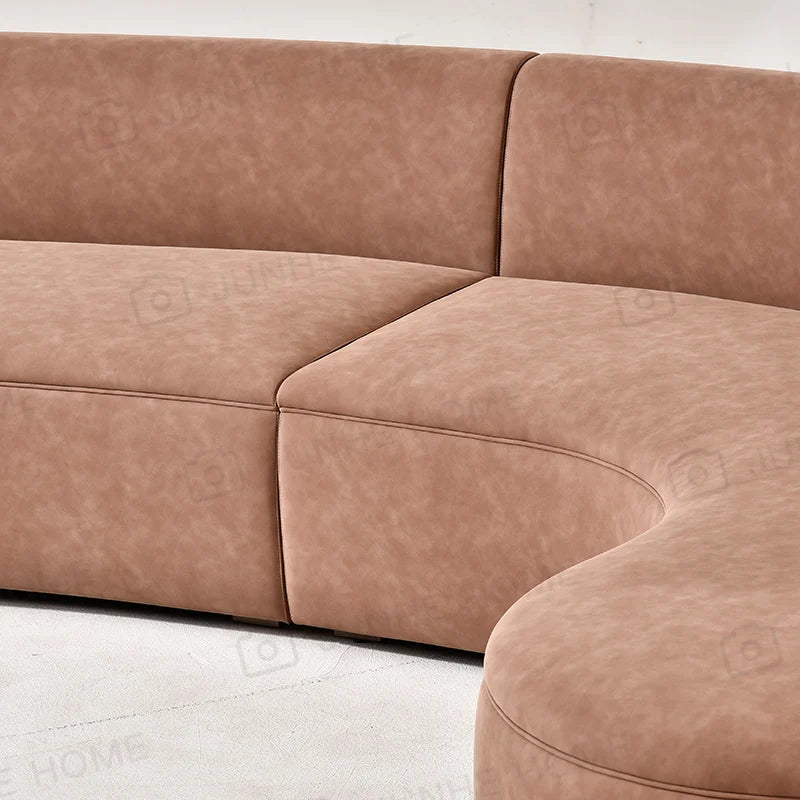 Curved Leather Sofa – Three or Four Seater Customizable Living Room Furniture