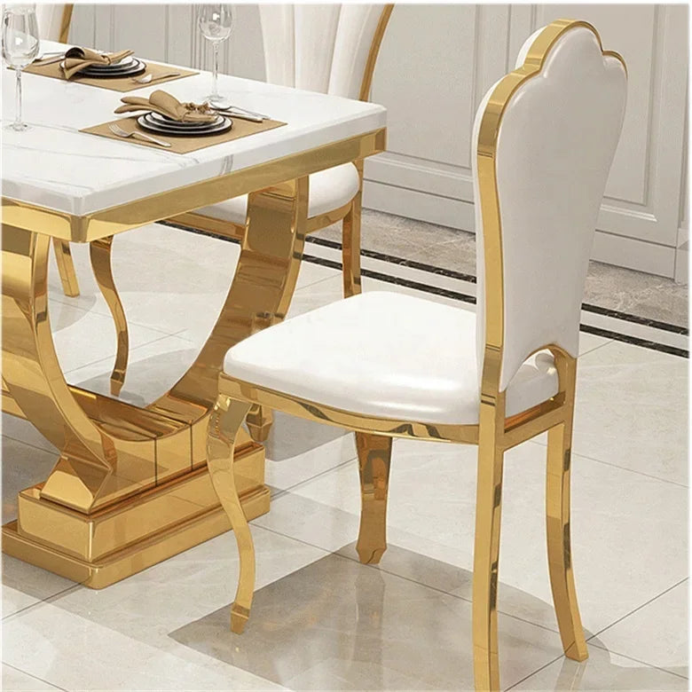 Modern Luxury Large Marble Top Dining Table Set – 6 & 8 Seater with Leather Chairs