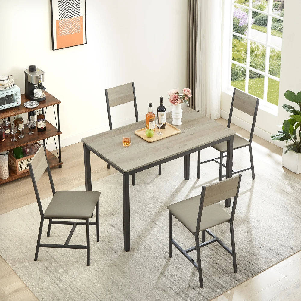 5-Piece Dining Table Set with Upholstered Chairs – Stylish & Space-Saving