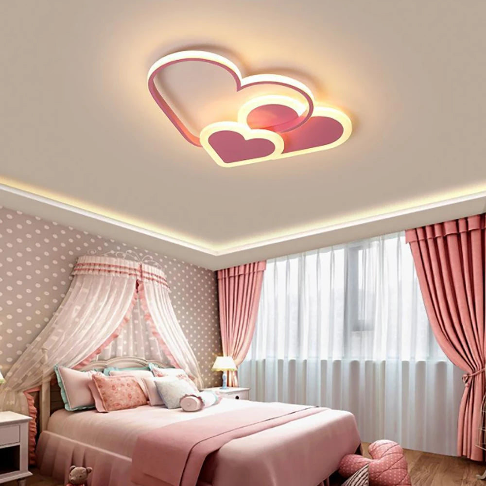 Modern Minimalist LED Ceiling Light – Heart-Shaped Dimmable Nordic Style Lamp for Children's Room, Bedroom, and Home Decor