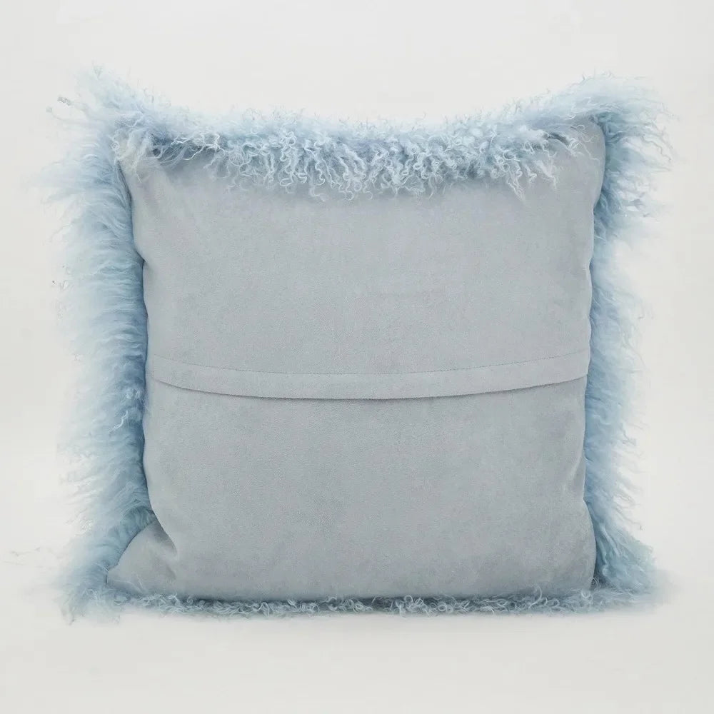 Mongolian Lamb Fur Throw Pillow – 20" Square, 100% Wool