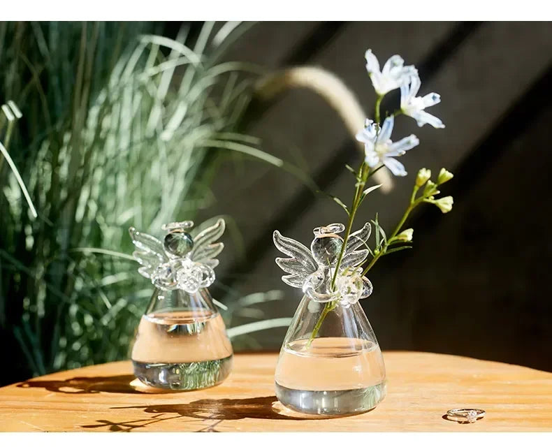 Creative Transparent Angel Hydroponic Vase – Modern Glass Flowerpot for Home Décor