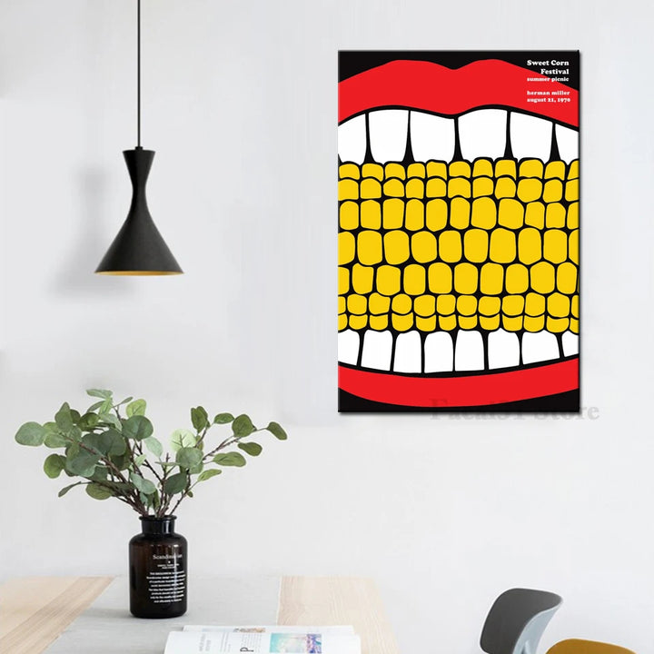 Sweet Corn Festival Poster – Mid-Century Modern Canvas Art for Nordic Home Decor