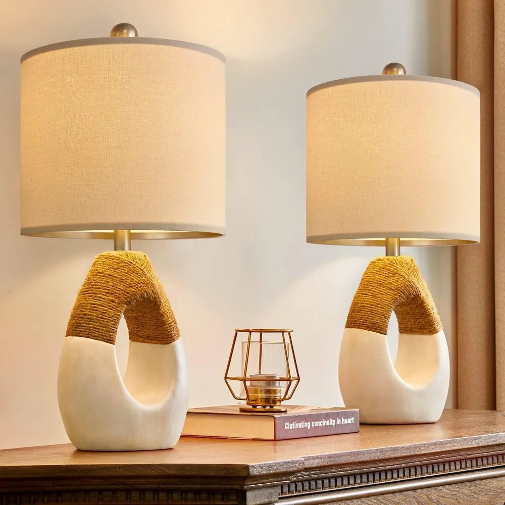 OYEARS Boho Table Lamps – Rustic Elegance in a Set of 2