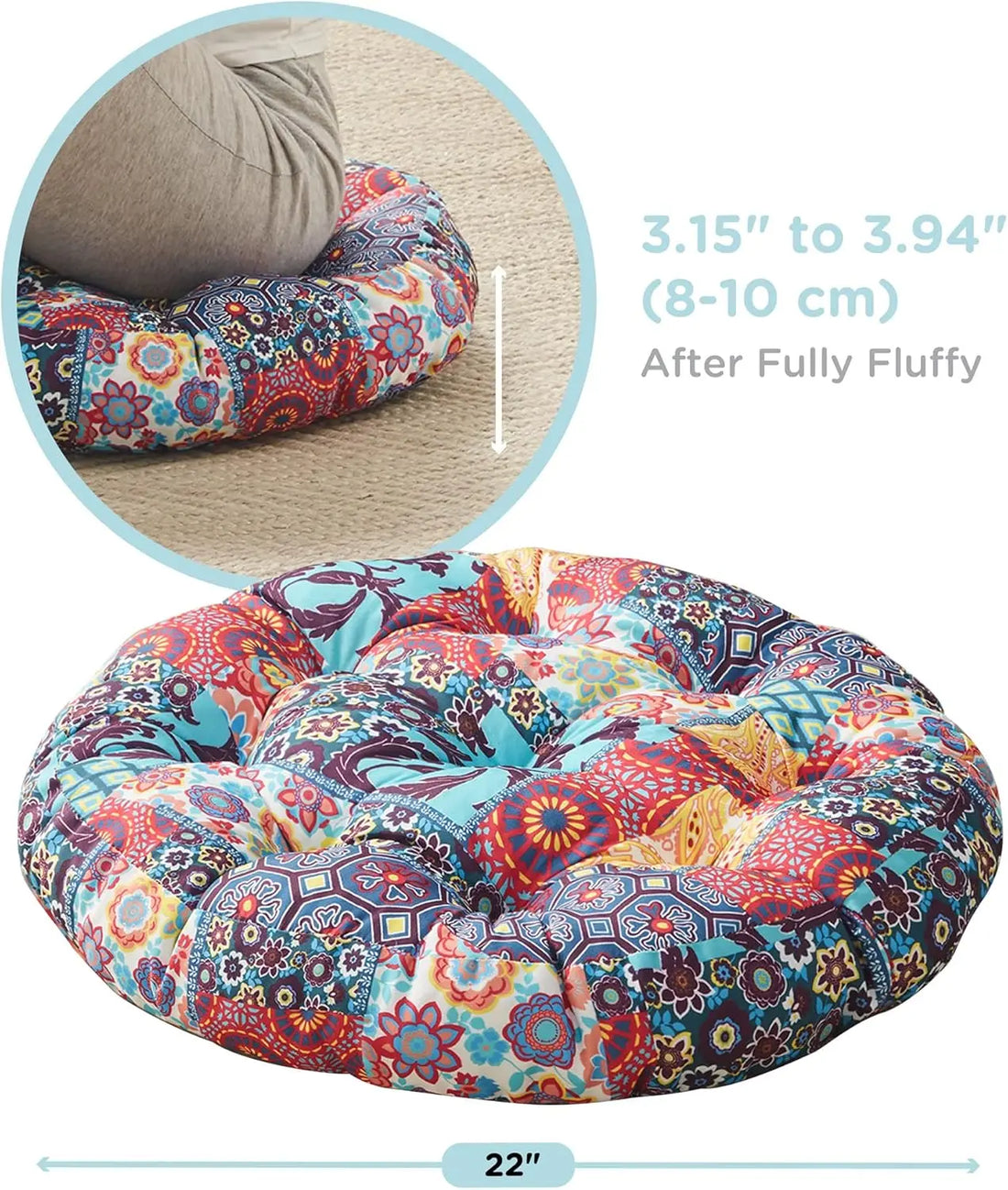 Set of 2 Boho Pillows – Large Cushions for Yoga, Living Room, Tatami Sitting, and More