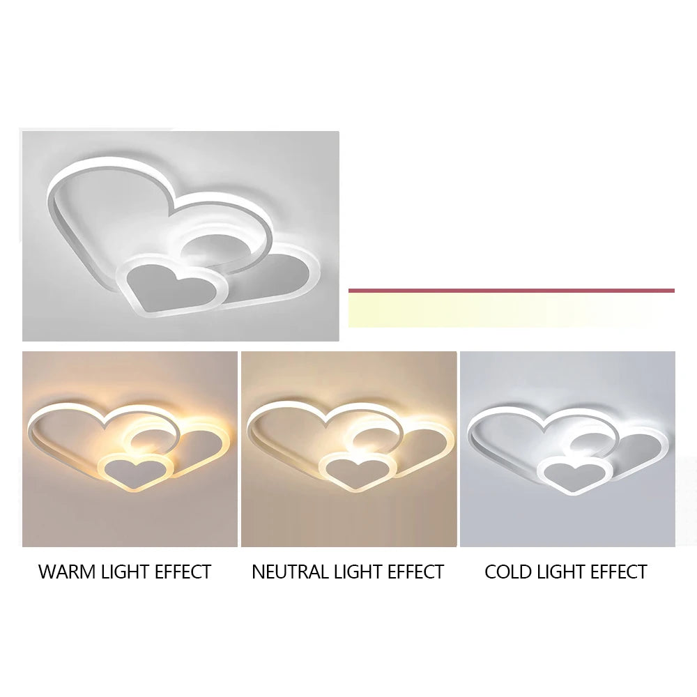 Modern Minimalist LED Ceiling Light – Heart-Shaped Dimmable Nordic Style Lamp for Children's Room, Bedroom, and Home Decor