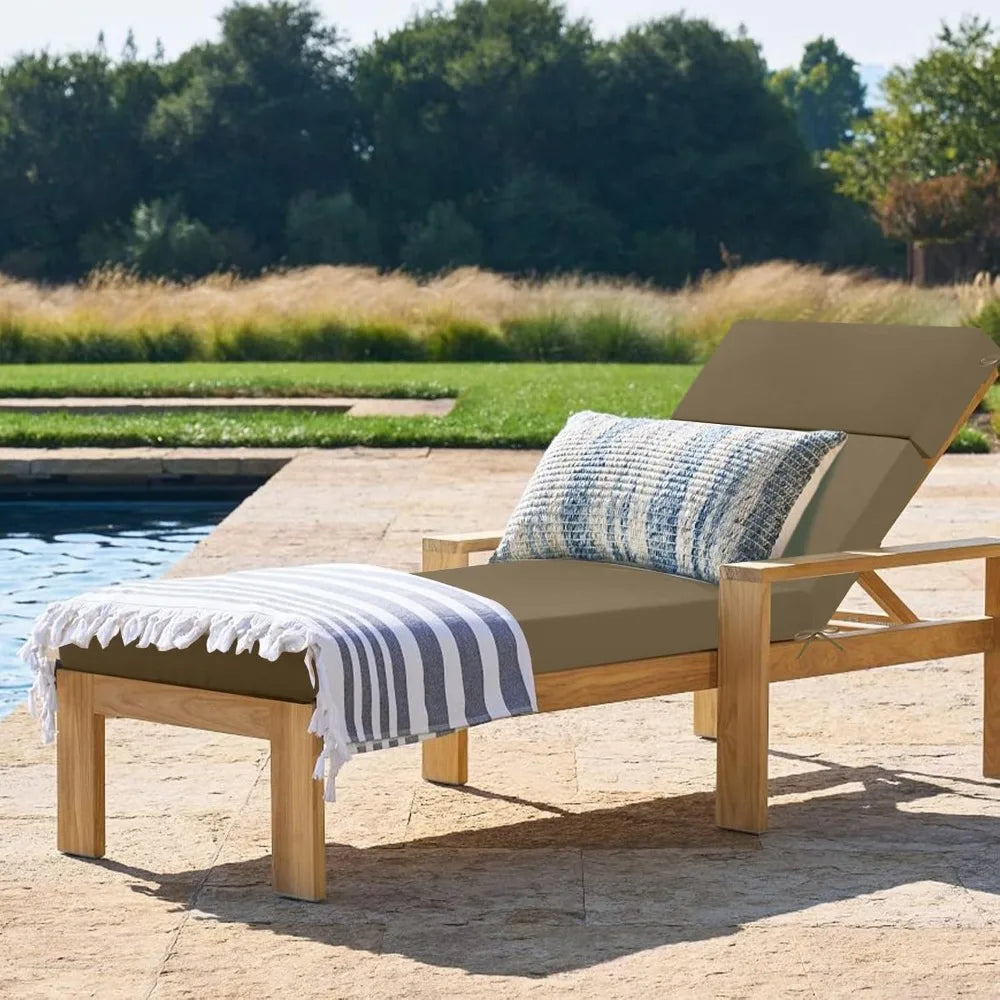 Outdoor Chaise Lounge Cushion – Waterproof Patio Chair Cushion (72in L x 21in W x 3in D) for Lawn & Poolside Furniture