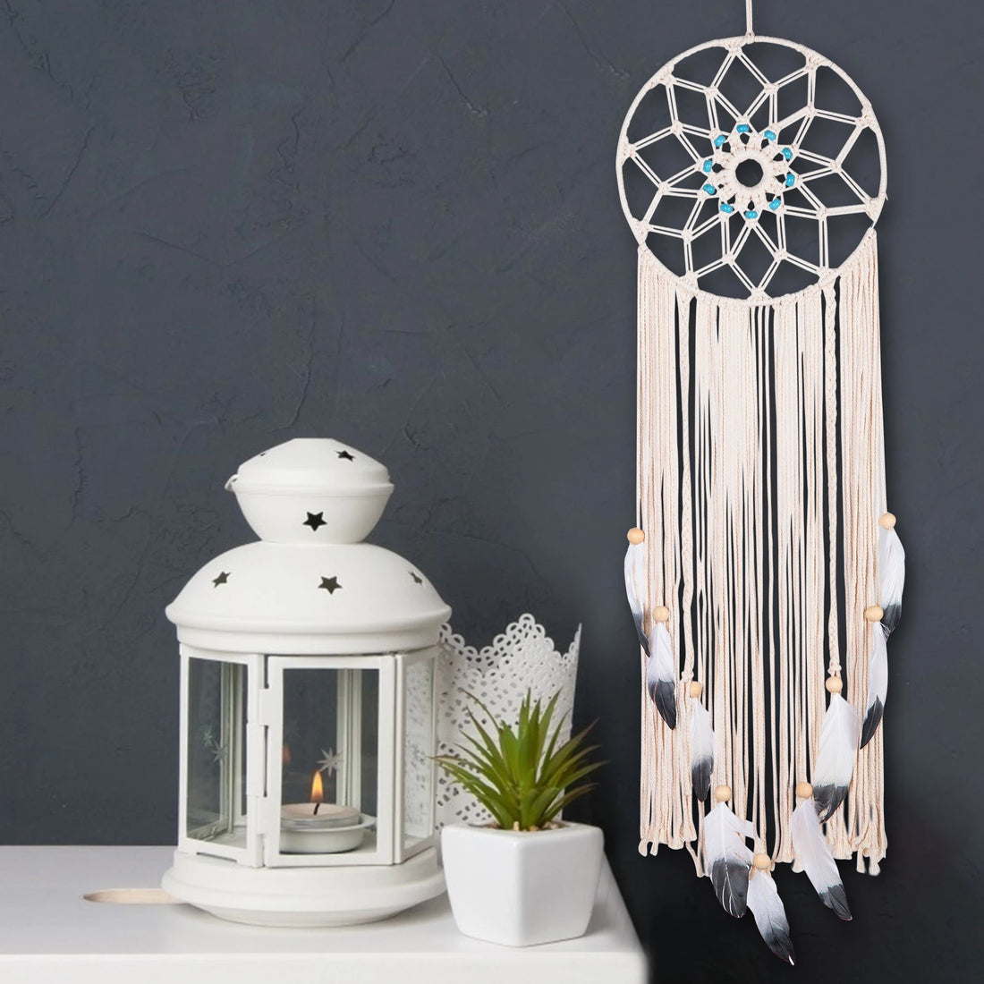 Handmade Round Feather Wall Tapestry – 30CM Hanging Pendant for Boho Home Decor and Weddings