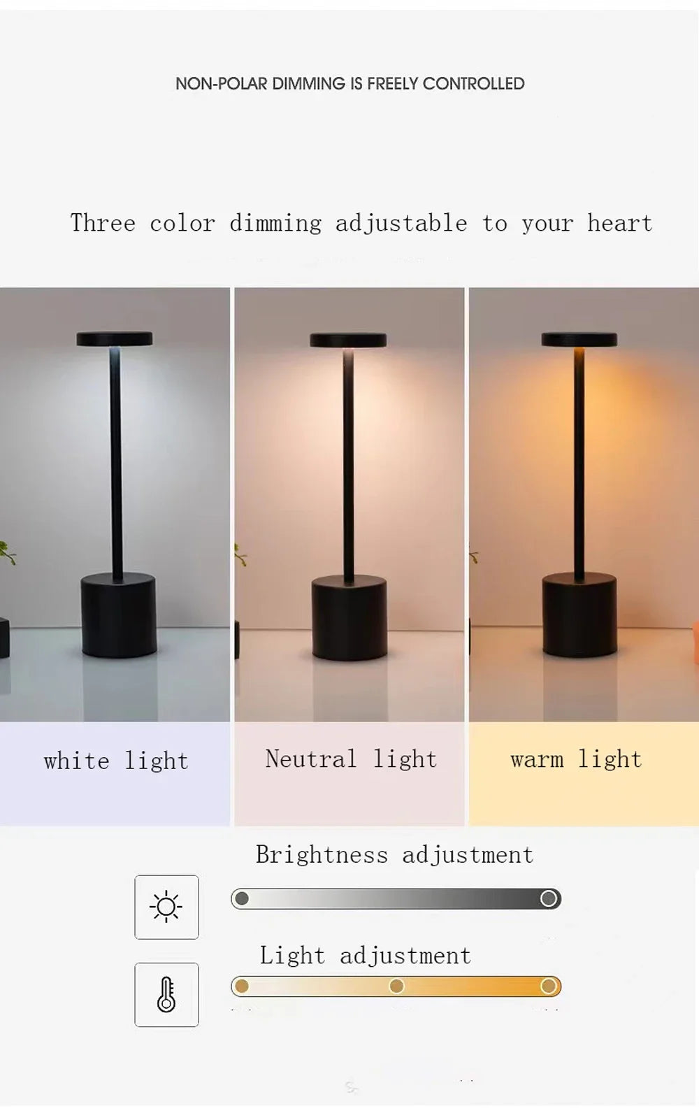 Rechargeable Table Lamp   Sensor Desktop Night Light Wireless Reading Lamp  Restaurant Hotel  Bedroom Decor Light