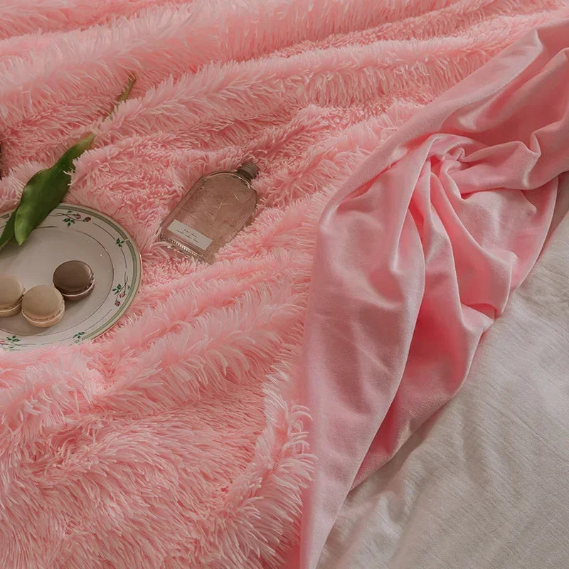 Pink Faux Fur Blanket – Soft Fuzzy Fluffy Throw Blanket for Couch, Bed, and Sofa | Warm, Cozy, and Lightweight Plush Blanket