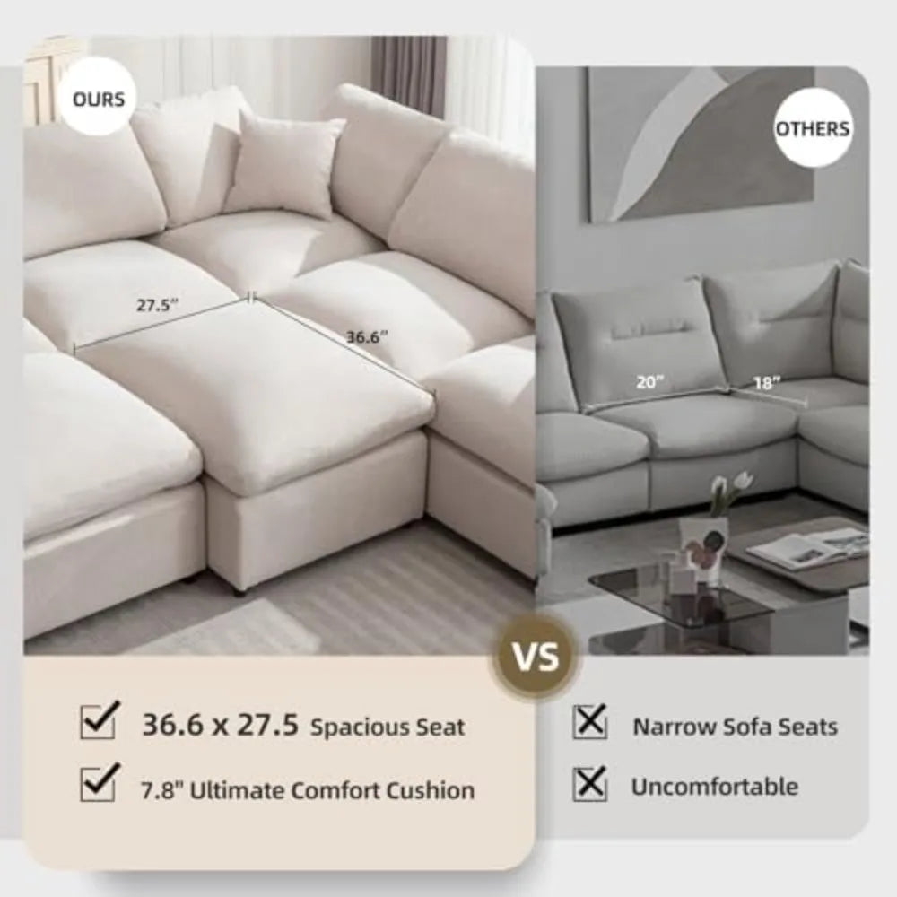 Cloud Sectional Sofa with Movable Ottoman