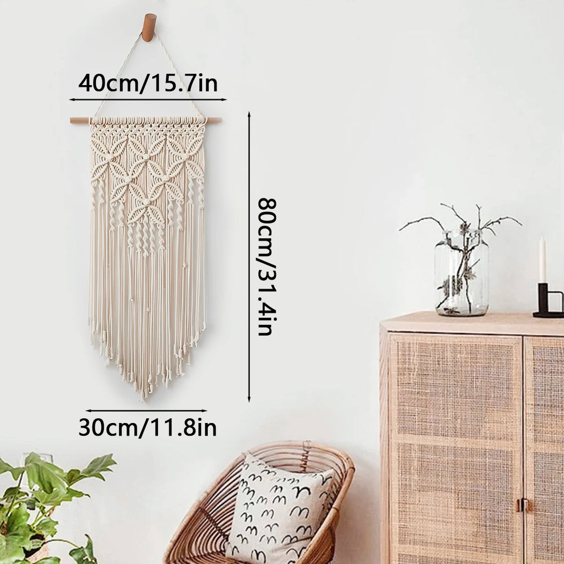 Macrame Wall Hanging Tapestry – Handmade Ethnic Chic Woven Wall Art with Tassels