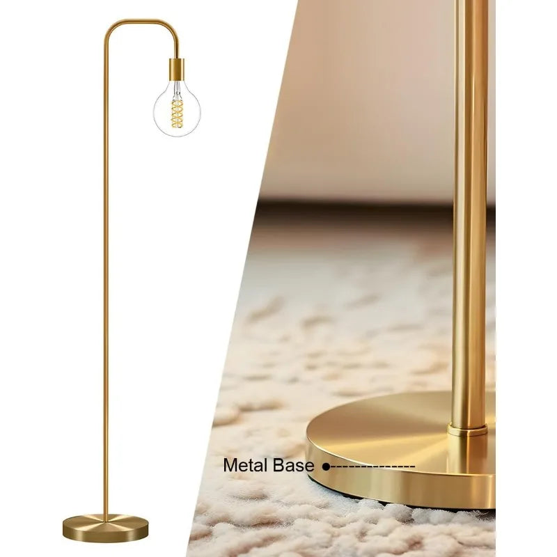 63.75'' Industrial Antique Brass Gold Minimalist Floor Lamp for Living Room, Bedroom and Office