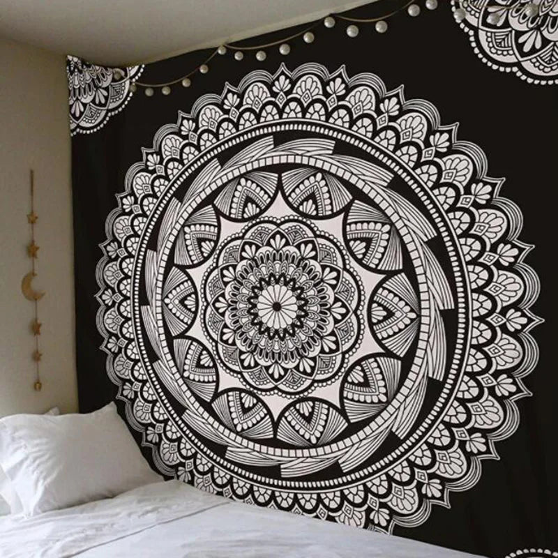 Polyester Mandala Print Tapestry – Wall Hanging, Carpet, Yoga Mat, or Beach Blanket