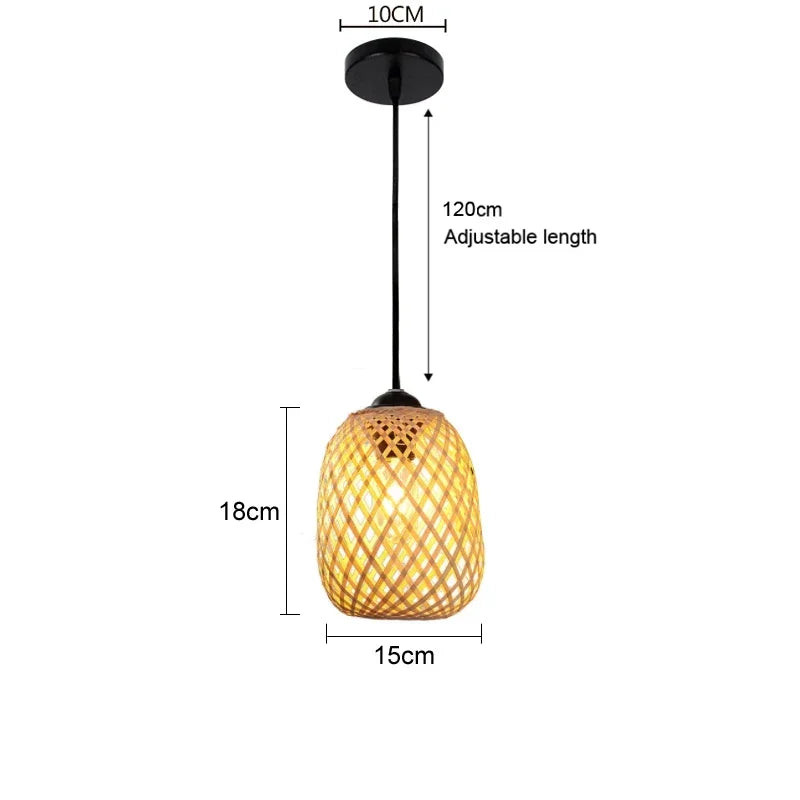 Chinese Style Bamboo Chandelier – Hand-Knitted Pendant Lamp for Cafeteria and Living Room Décor