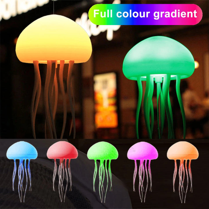 Dance Jellyfish Night Light RGB Gradient Cute Jellyfish Bedside Lamp Voice Control Type-C Charging LED Night Lamp Home Decor