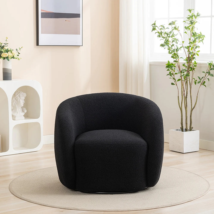 SEYNAR Modern Velvet 360 Degree Swivel Accent Armchair - Upholstered Round Barrel Chair