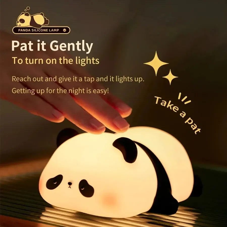 Night Light Cute Panda Bedside Lamp Silicone  Sensor Rechargeable Table Night Lamp  Baby Gift Bedroom Decoration