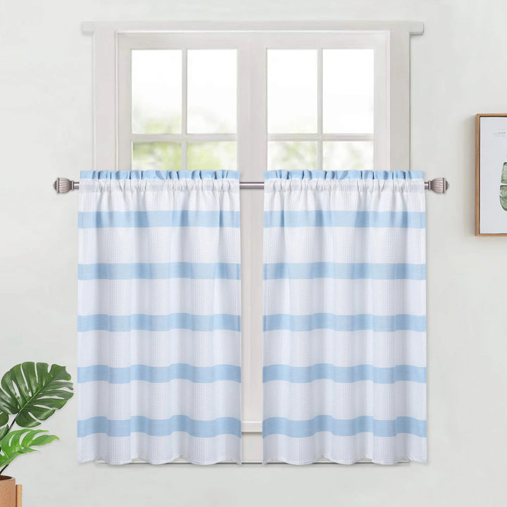 1PCS 190GSM Grey Waffle Weave Textured Valance Curtain for Windows – Kitchen, Cafe, Bathroom