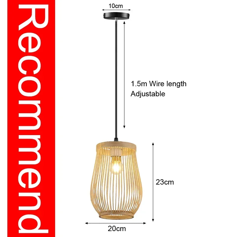 Chinese Style Bamboo Chandelier – Hand-Knitted Pendant Lamp for Cafeteria and Living Room Décor