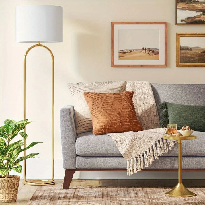 Brass ring base floor lamp