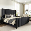 Queen Velvet Upholstered Platform Bed with Tufted Wingback Headboard & Storage