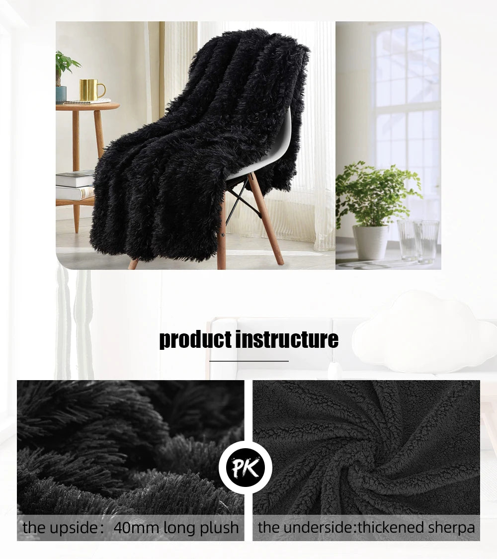 Thickened Fluffy Blanket – Double-Sided Plush Bedspread for Winter Warmth