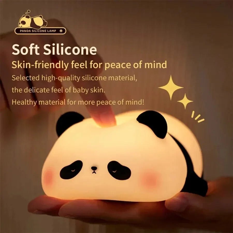 Night Light Cute Panda Bedside Lamp Silicone  Sensor Rechargeable Table Night Lamp  Baby Gift Bedroom Decoration