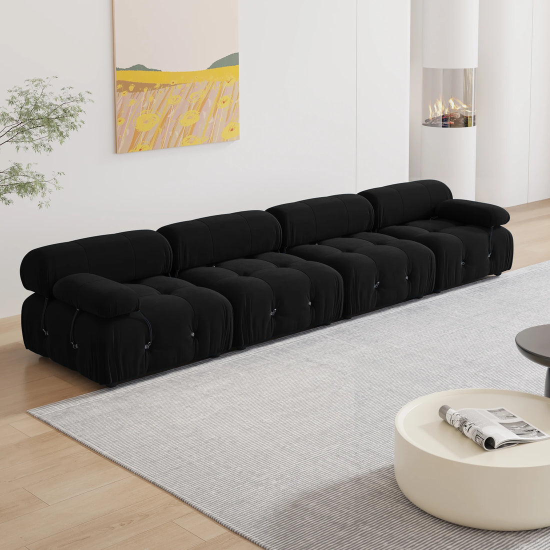 Minimalist U-Shaped Sectional Sofa with Ottomans