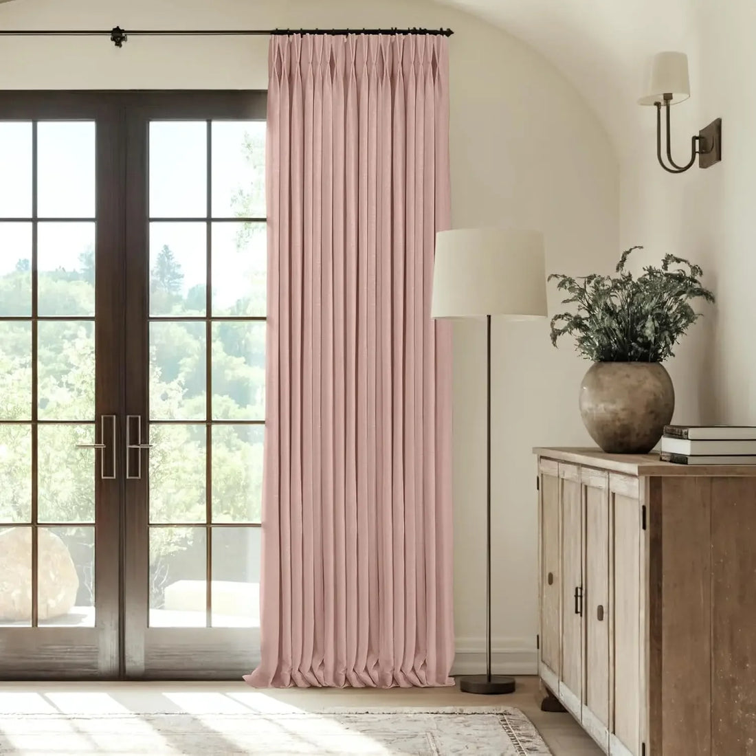 Linen Pinch Pleated Blackout Curtains – 100% Black, 108 Inches Long (2 Panels, 40"W x 108"L Each)