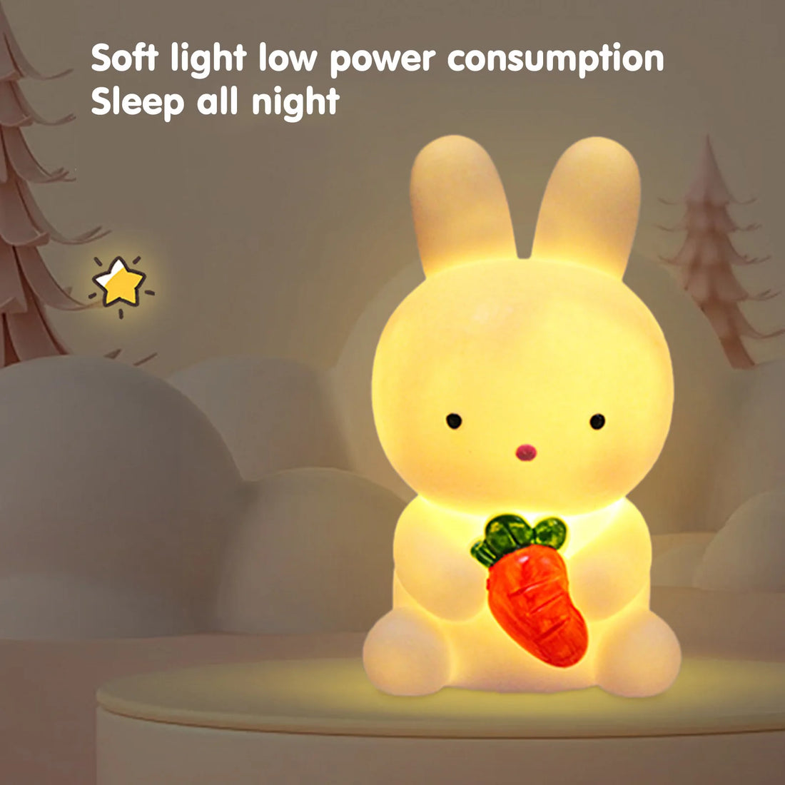 Cute Night Light Cartoon Bunny Desk Lamp Bedroom Bedside Lamp Baby Sleeping Lights Nightlight Lighting Ornaments Toys Gift