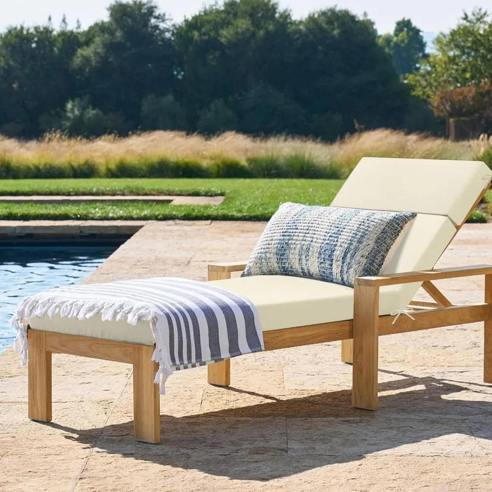 Outdoor Chaise Lounge Cushion – Waterproof Patio Chair Cushion (72in L x 21in W x 3in D) for Lawn & Poolside Furniture