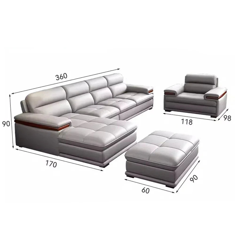 Linlamlim Premium Italian Genuine Leather Sectional Sofa Set - Modern Nordic Elegance for Living Rooms