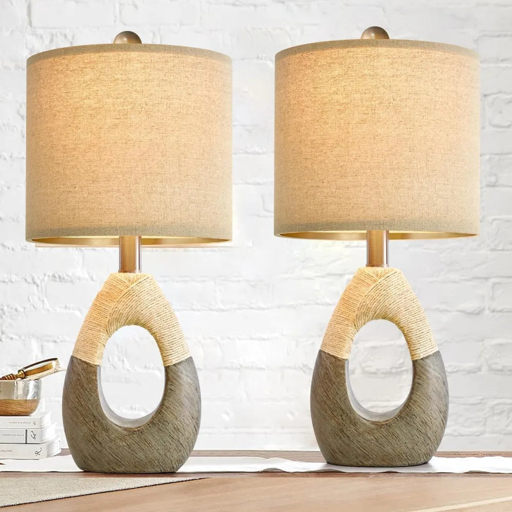 OYEARS Boho Table Lamps – Set of 2 for Rustic Elegance