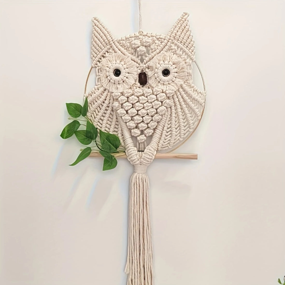 Handwoven Owl Tapestry – Intricate Lace Wall Hanging for Living Room and Office Decor