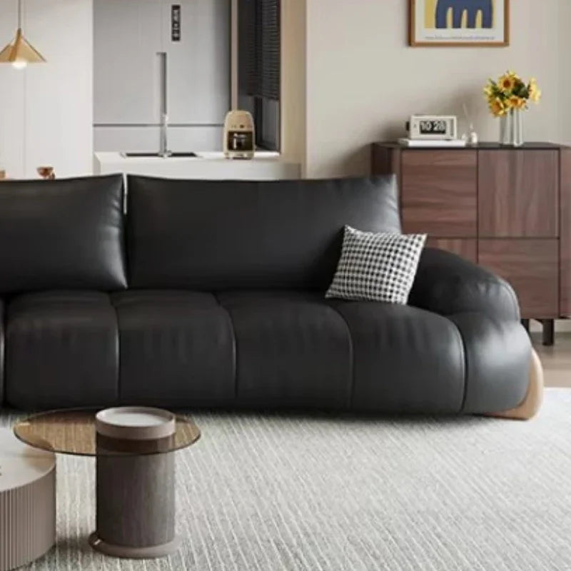 Italian Leather Living Room Sofa - Minimalist Luxury Designer Furniture