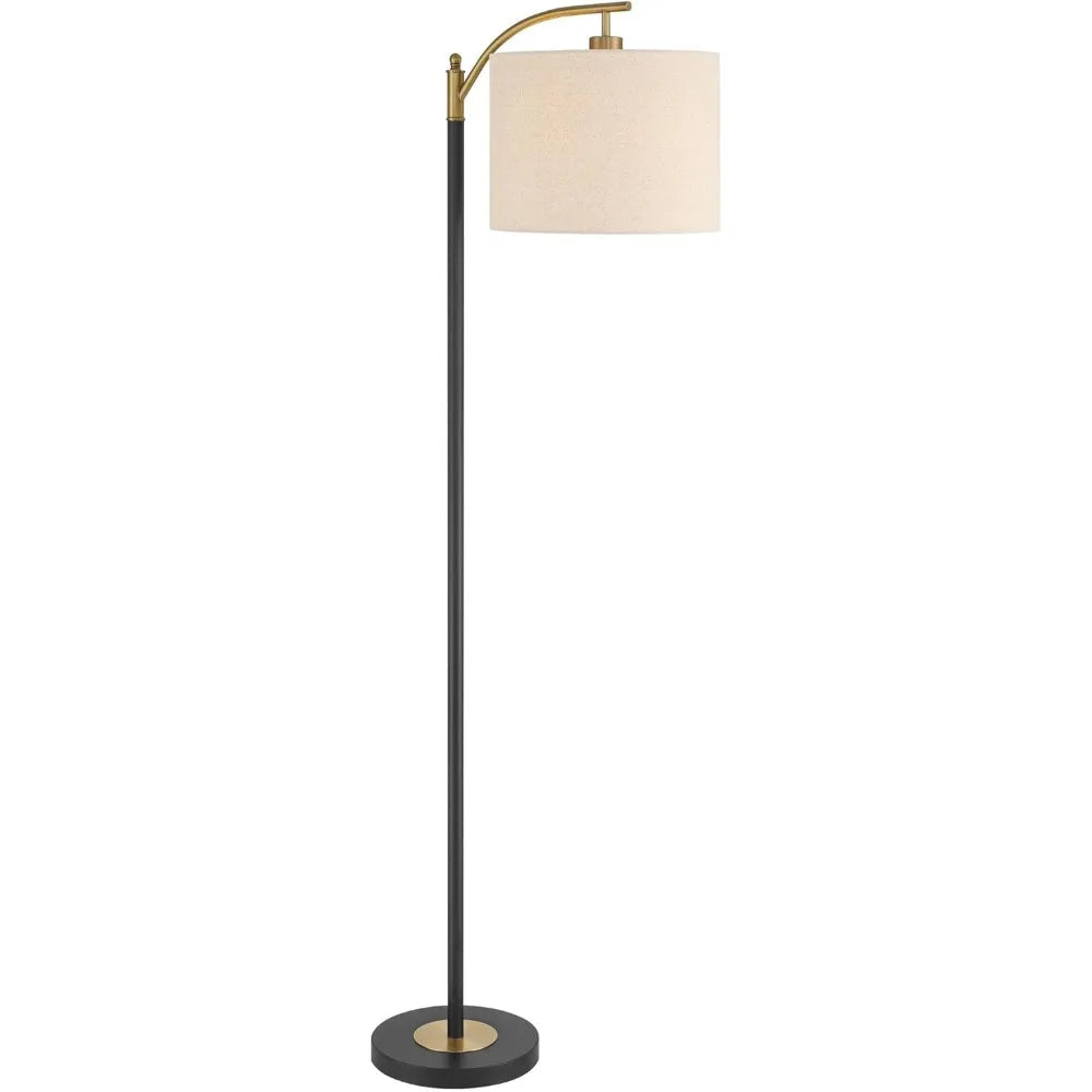 Mid Century Modern Downbridge Floor Lamp – Metal with Off-White Linen Shade for Living Room &amp; Bedroom