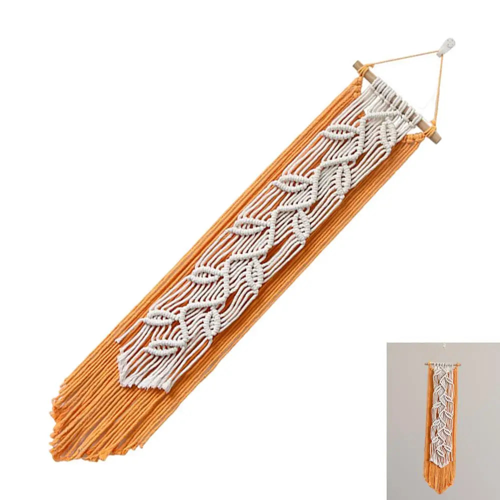 Boho Macrame Wall Decor – Elegant Woven Tapestry with Yarn Tassels for Living Rooms, Bedrooms, and Studios