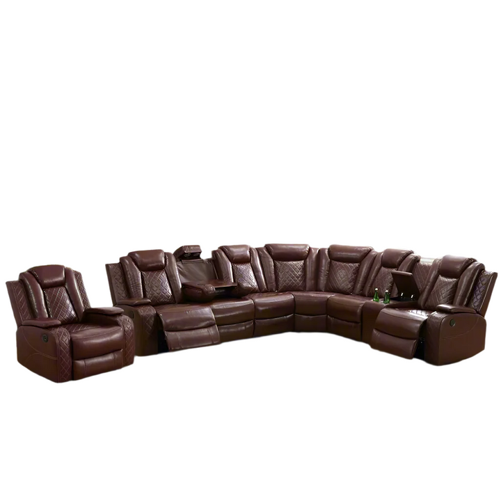 Luxury Power Reclining Sofa with LED Lights