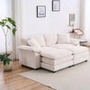 Comfy sectional sofa with ottomans in white fabric.