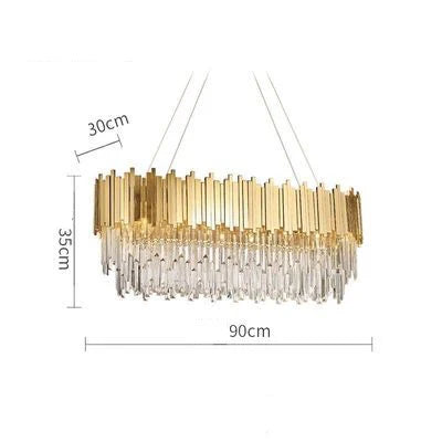 Rectangular gold crystal chandelier lamp with modern design for luxurious spaces